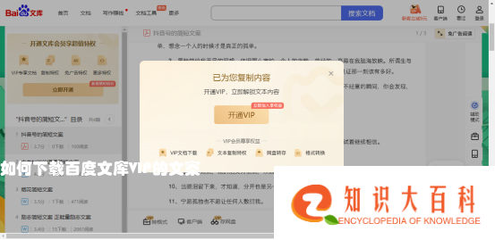 如何下载百度文库VIP的文案